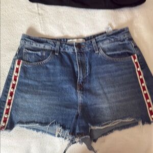 Denim Women's Shorts with Red Accents